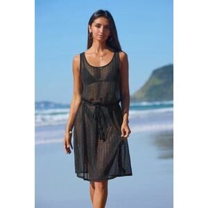 CUPSHE Sexy Sheer Black Mesh Cover Up Midi Dress Beach Party Clubwear Size S